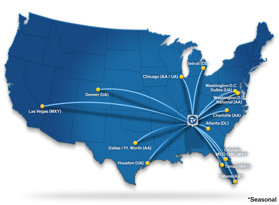 map_nonstop_230410 HSV Nonstop Destinations Map
